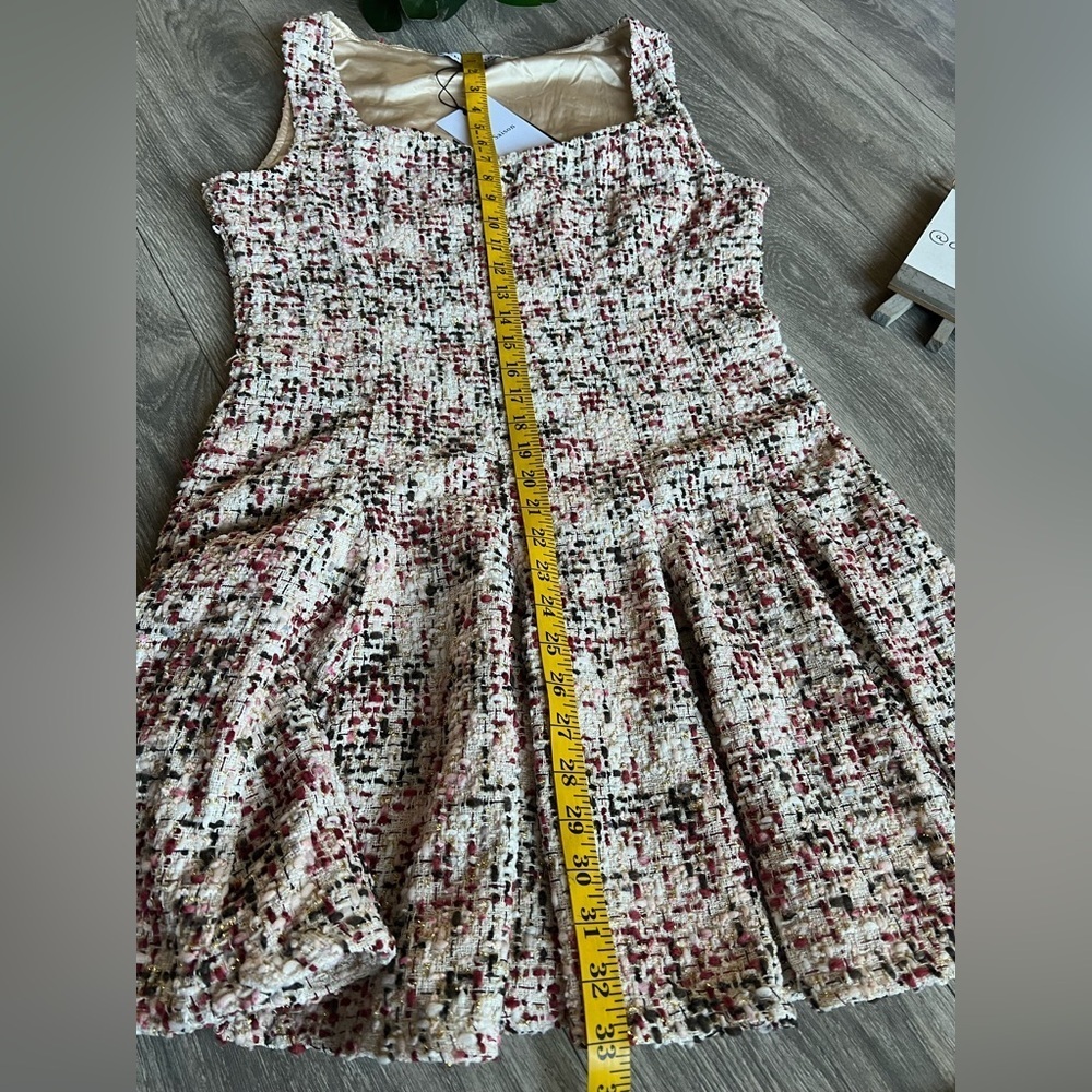 En Saison Everleigh Tweed Boucle Metallic Pleated Sleeveless mini dress L NWT - Picture 16 of 16